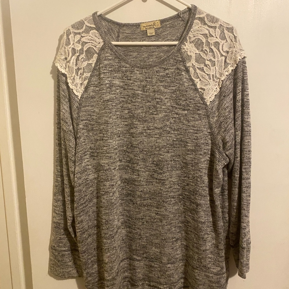 ONE WORLD Gray Embellished Long Sleeve Hoodie